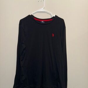 U.S. Polo Assn. Black Long Sleeve Tee with Red Logo
